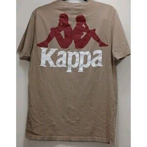 Kappa Double Sided T-Shirt Men’s Medium Tan Logo Tee 100% Cotton Streetwear Y2K